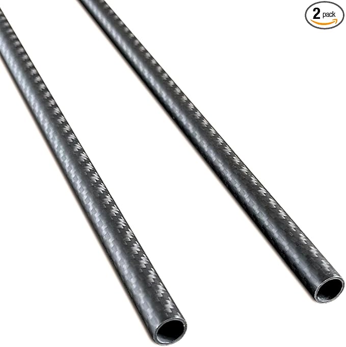 2pcs Carbon Fiber Tube 12x10x420mm,6~50mm Available, 3K roll Wrapped Twill Matte Finish.