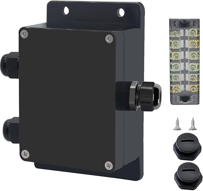Project BoxI P67 Outdoor Waterproof Box Electronic Junction Box with 25A 600V 6P Barrier Terminal 1IN/2Out Electrical Boxes 4.5x3.5x2.12 inch