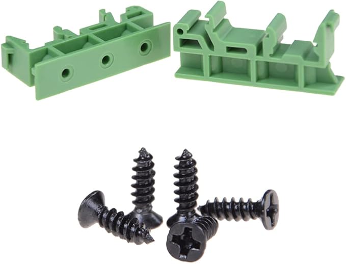 20Sets C45 DIN Rail PCB Mounting Green Bracket Holder Carrier Clips for Width 35mm or 15mm Din Rail
