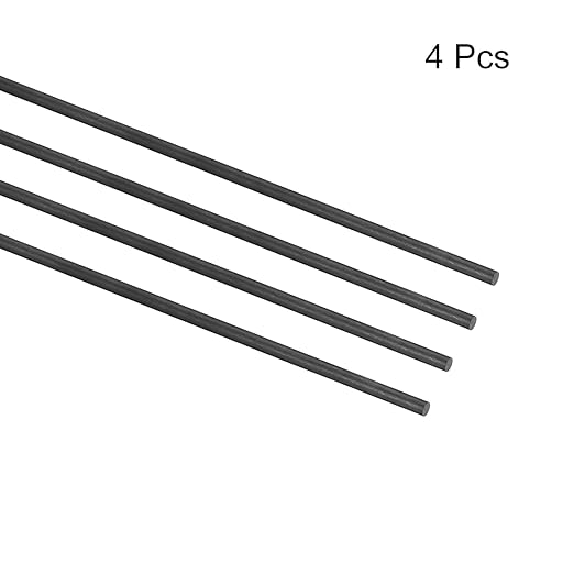 MECCANIXITY Carbon Fiber Rod, 3mm x 450mm for RC Plane DIY Tool Wing Tube Quadcopter Arm, Pack of 4