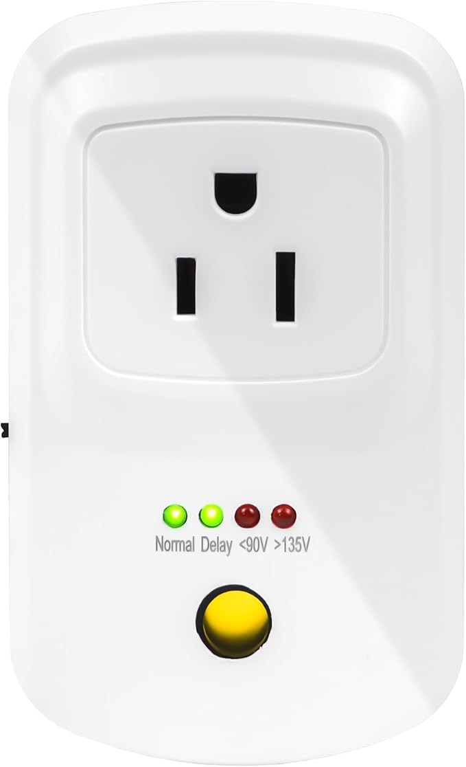 Refrigerator Surge Protector with 120dB Power Failure Alarm - 3-Min Delay Voltage Guard for Garage Freezers & Medical Fridges - Prevents Compressor Damage & Food Spoilage from Outages (15A)