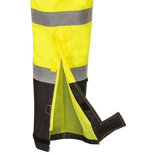 Pioneer Hi Vis Ripstop Waterproof Bib Pants/Overalls for Men - Reflective Safety Work Rain Pants - High Visibility Yellow