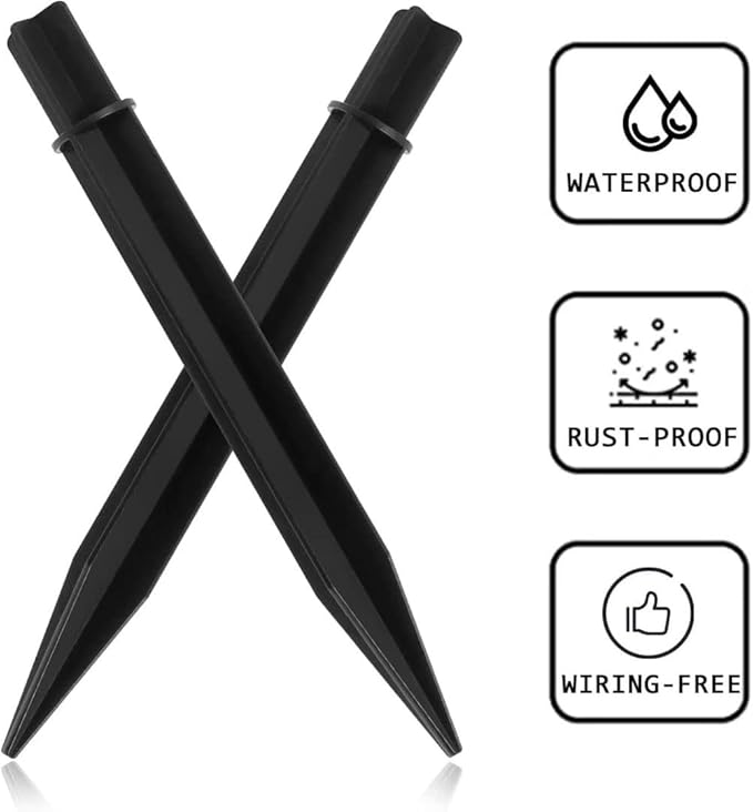 12 PCS Plastic Ground Spikes Stakes, 8.27" x 0.827" Solar Torch Lights Spikes Replacement ABS Ground Stakes for Christmas Garden Lights (8.27" x 0.827")