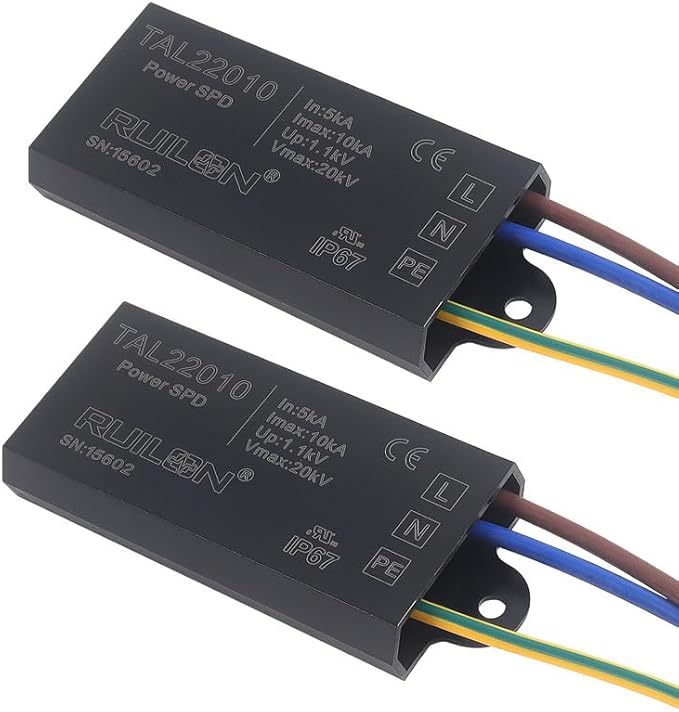 LED Surge Protective Device, 2 Pcs Power Surge Protector for Lightning Protection, Surge Arrester for Indoor and Outdoor Lighting(110-277 VAC)