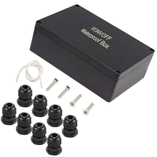 DIY Electrical Box,Universal Junction Box,Dustproof Waterproof IP67 ABS Plastic Box,with 4pcs x M16 Cable Gland,10.3x7.1x3.7 inch (263 * 182 * 95mm)