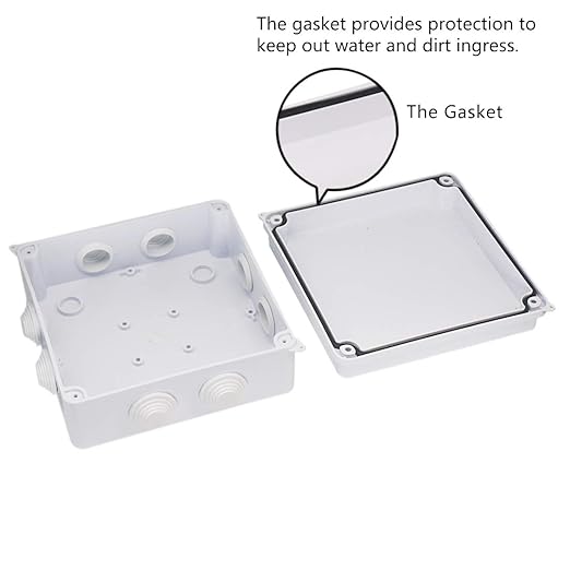 Zulkit Junction Box ABS Plastic Dustproof Waterproof IP65 Universal Electrical Boxes Project Enclosure White 5.9 x 5.9 x 2.8 inch (150 x 150 x 70mm)