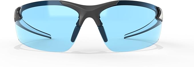 EDGE Zorge G2 Wrap-Around Safety Glasses, Anti-Scratch, Non-Slip, UV 400, Military Grade, ANSI/ISEA & MCEPS Compliant, 5.04" Wide, Black Frame/Light Blue Lens