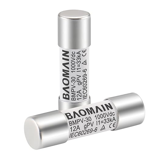 Baomain 10-Pack gPV Solar PV Fuse 12A 1000V DC, 10x38mm, 33kA Breaking Capacity, CE Listed for Photovoltaic Systems, Combiner Boxes (12 Amp.)