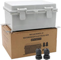 MAKERELE Small Junction Box Outdoor Electrical Watertight Plastic Includes Internal Mounting Panel 8.6" 6.7" 4.3" (220170110mm) Electronic Waterproof Case with 2 NPT 1/2” Glands and Wall Bracket