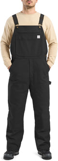 HISEA Insulated Bib Overalls for Men, Winter Water Resistant Duck Canvas Overall, Loose Fit Utility Workwear for Cold Weather