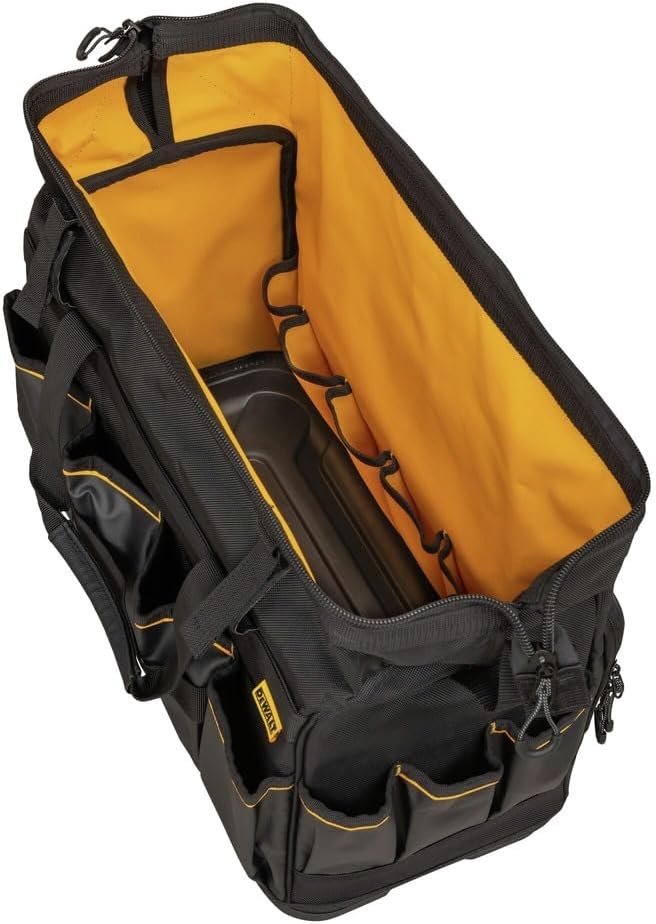 DEWALT Tool Bag, Water Resistant, Hard Bottom, 20-inch, Professional Tool Tote with Organization (DWST560104)