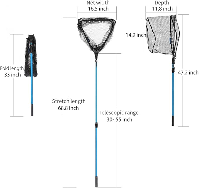 SAN LIKE Fishing Net Fish Landing Net Collapsible Fish Net with Anti-Slip Telescoping Rubber Pole Handle for Kids Adults in Saltwater Freshwater Multi-Size Extending to 37/42/43/51/69/71/89/98inch