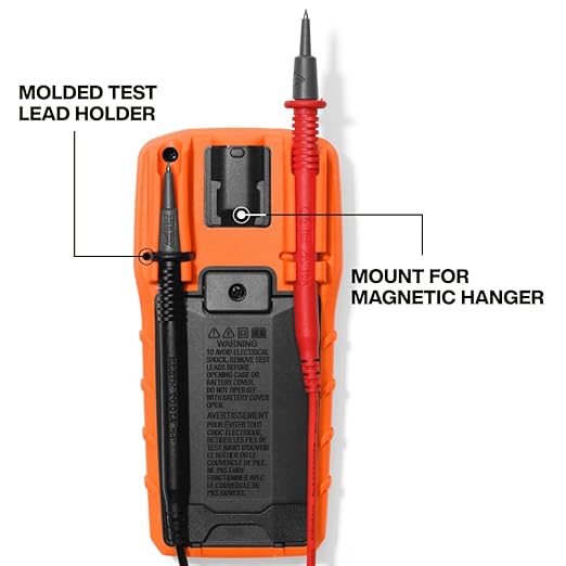 Klein Tools 80196 Digital Multimeter Kit with Case, Manual-Ranging 600V AC/DC Voltage Tester, Tests Batteries, Current, Resistance, Diodes, and Continuity, Protective Carrying Case