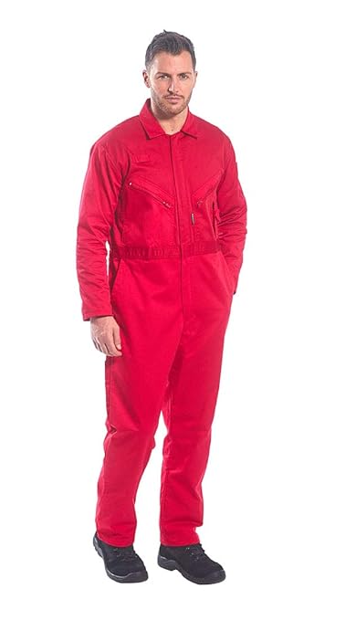 Portwest C813 Liverpool Zipper Coverall with Front Snap Closure and 2 Way Zipper, Red, 3 XLR