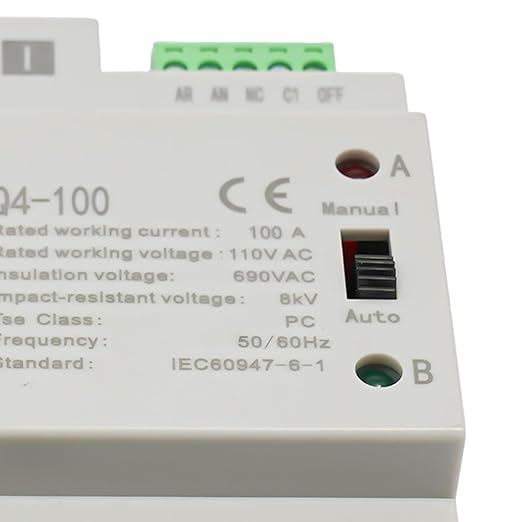 MINI Dual Power Automatic Transfer Switch 110V AC 2P 690V 50Hz Dual Power Automatic Toggle Controller 63A, 80A, 100A(Optional) PC Level (2P 100A)