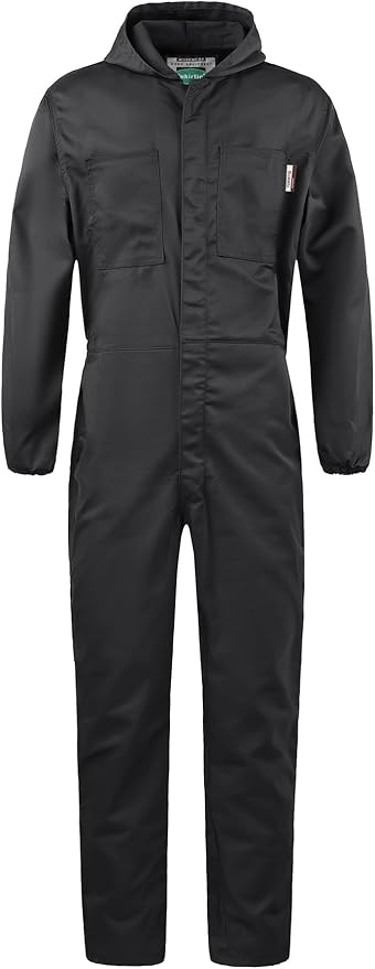 Men's Long Sleeve Zip-Front Coverall Lightweight Work Coveralls Mechanic Overall Jumpsuit with Hood