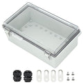 Zulkit Junction Box ABS Plastic Dustproof Waterproof IP67 Electrical Boxes Hinged Shell Outdoor Universal Project Enclosure Grey Clear Cover, Stainless Steel Buckles 10.2 x 6.3 x 3.9 Inch