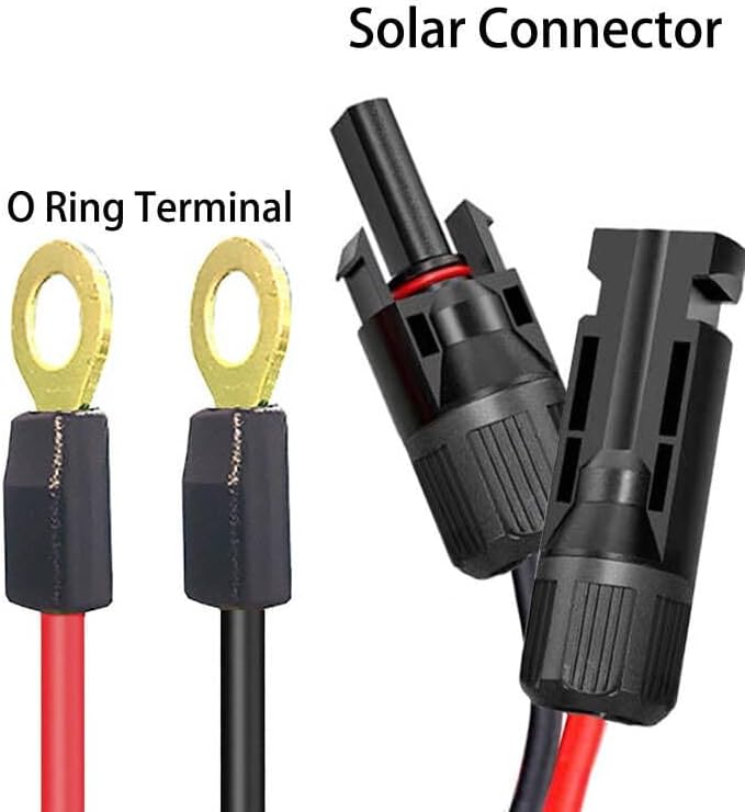 Solar to O Ring Connecter,10AWG 60cm Solar Panel Adaptor Extension Cable,Solar Battery connectors for Solar Generator Inverter Battery Pack Charger