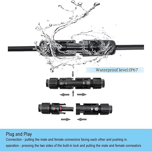 100PCS/50 Pairs Solar Connectors M-C-4 Male/Female IP67 Waterproof Solar Panel Cable Connectors with 2 PCS Spanners