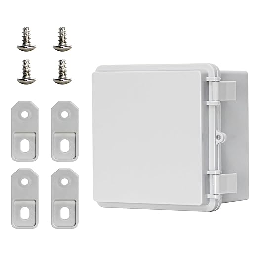 Weatherproof Junction Box Waterproof Electrical Box ABS Plastic Enclosure Switch Router Project Box Latch Hinged Project Enclosure (5.9"x5.9"x3.5")