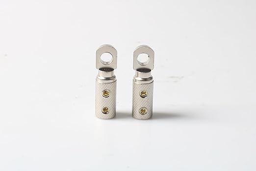 4 GA Wire Terminal Connector 5/16 Ring Wiring Terminals 4 Gauge Power Ground Cable Lugs with Adhesive Heat Shrink Tubing (2PCS)
