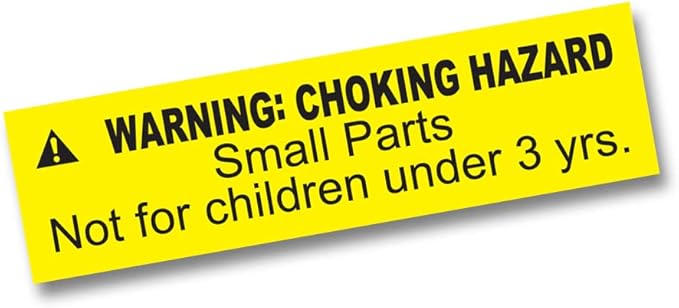 ASTM Compliant 1 Roll of 1,000 Warning Choking Hazard Small Parts Not for Children Under 3 Years 1.5" x 0.4" Stickers Adhesive Labels (Yellow Background/Black Text)