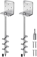 24'' Ground Anchors Screw in Earth Anchor 10mm Solid Steel with L Bracket for Trampoline Shed Carport, 2" Helix Blade & Chrome Plated Finish