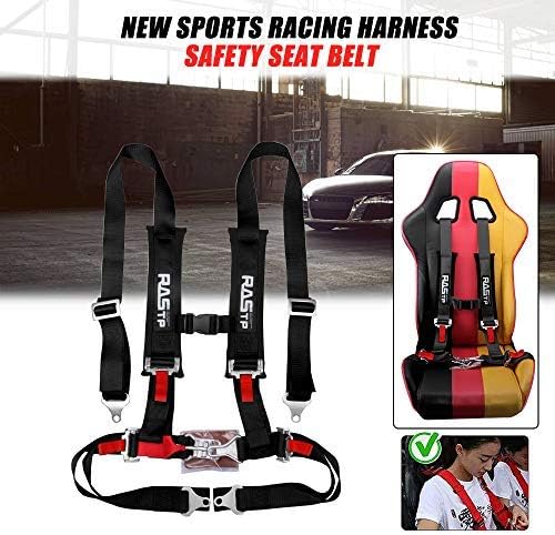 RASTP 4 Point Safety Harness Set with Ultra Comfort Heavy Duty Shoulder Pads,(Pack of 1) (Black)