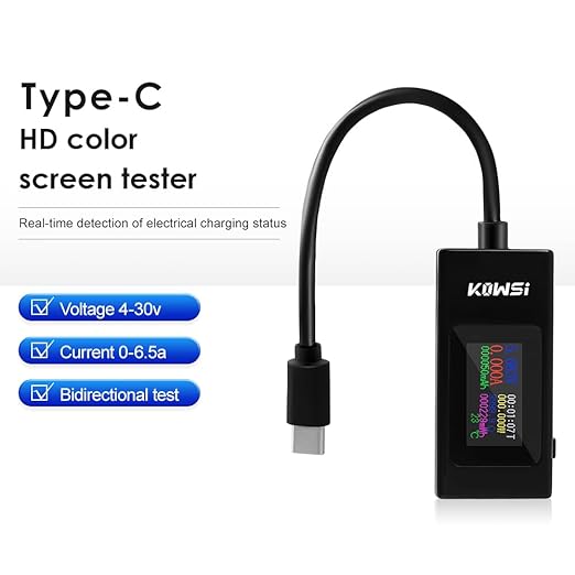 diymore USB C Tester Power Meter,Digital Multimeter, Type C Voltage and Current Tester Meter, Power Bank Capacity,Working Time Ammeter Voltmeter USB Cable Charger Detector LED Display