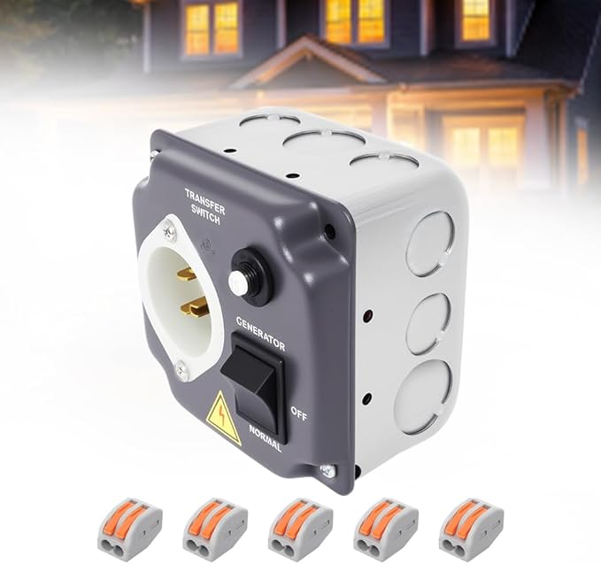 15 Amp 125V Manual Generator Transfer Switch, Pre-Wired Essential Circuit Power Switch for Home Backup, Safe and DIY Installation