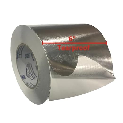 BlueTex Insulationㅤ HVAC Aluminum Foil Tape 6 inch x 150 ft (6 mil), Professional Grade Silver Duct Tape Metallic, Tear-Proof Woven HVAC Tape Heavy Duty, for Ductwork, Dryer Vent & Insulation - 1 Roll
