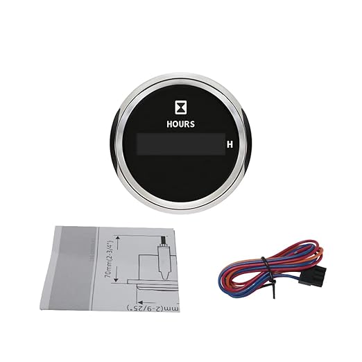 ELING Engine Digital Hourmeter Gauge 52mm(2") with Backlight 12V 24V for Motor Go Kart Boat Car