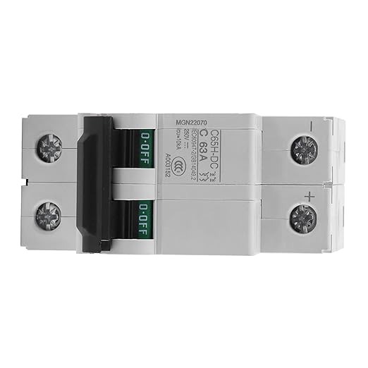 Miniature Circuit Breaker, DC Circuit Breaker, 2P 250V 63 Amp Low Voltage Din Rail Mount DC Circuit Amp Solar Double Pole Miniature Air Circuit Breaker