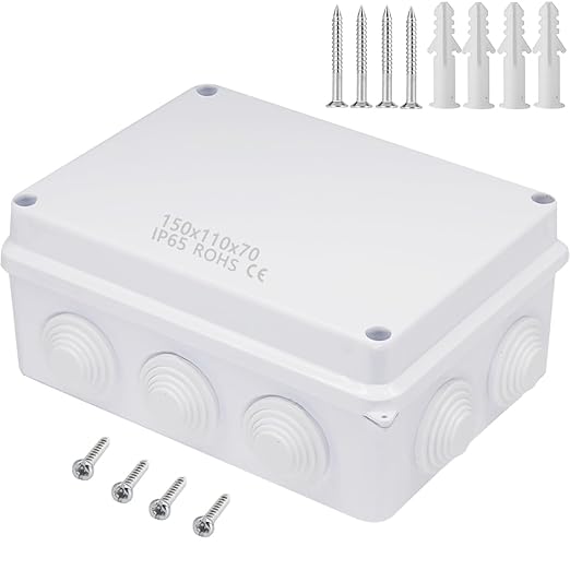 Zulkit Junction Box ABS Plastic Dustproof Waterproof IP65 Universal Electrical Boxes Project Enclosure White 5.9 x 4.3 x 2.8 inch (150 x 110 x 70mm)