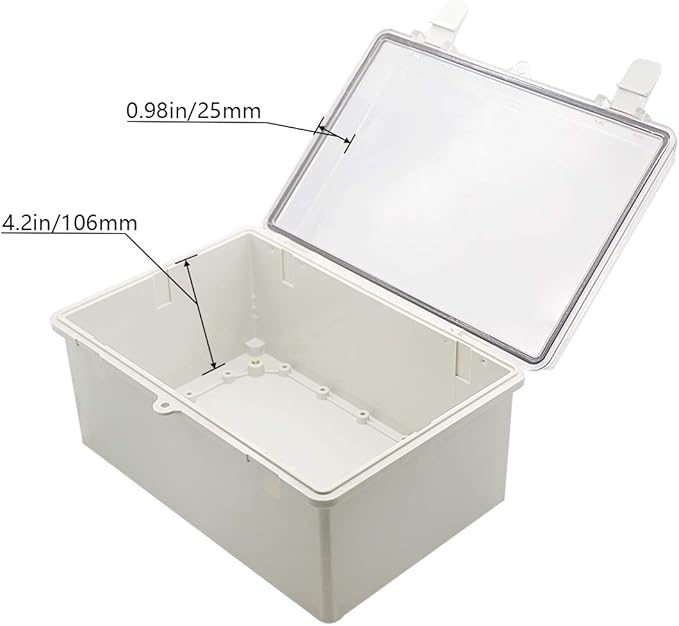 Zulkit Junction Box ABS Plastic Dustproof Waterproof IP65 Electrical Boxes Hinged Shell Outdoor Universal Project Enclosure Clear Cover with 2 Cable Glands 11.4 x 7.5 x 5.5 inch(290x190x140mm)