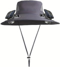 Solar Fan Hats for Men Removable Wide Brim Sun Hat Outdoor Hats with 2 Fans Built in Sun Protection Fishing Hat