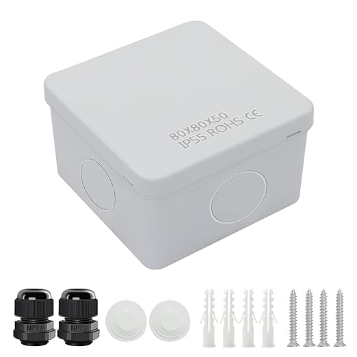 LeMotech Junction Box, Electrical Box IP65 Water Resistant Dustproof ABS Plastic Project Enclosure for Electronics White 3.1 x 3.1 x 1.9 inch