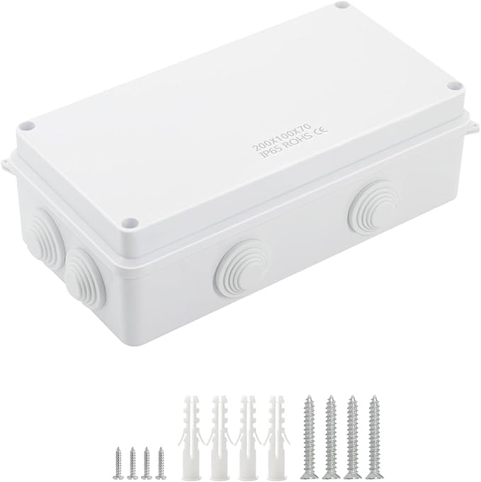 LeMotech ABS Plastic Dustproof Waterproof IP65 Junction Box Universal Electrical Project Enclosure White 7.9 x 3.9 x 2.8 inch (200 x 100 x 70 mm)