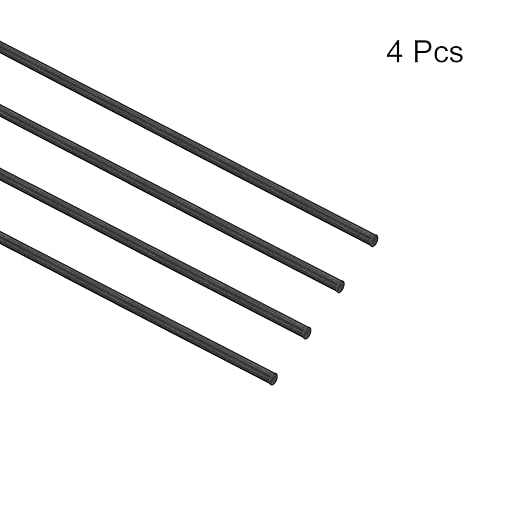 MECCANIXITY Carbon Fiber Rod, 1.5mm x 150mm for RC Plane DIY Tool Wing Tube Quadcopter Arm, Pack of 4