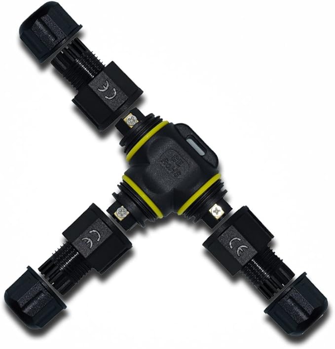 3 Way Junction Box IP68 Waterproof Electrical Junction Box 2 Pin/3 Pin/4 Pin Junction Box Outdoor Cable Connector for Underground/Outdoor Ø 4.5mm-10mm, Shielded Field Installable - 2Pin