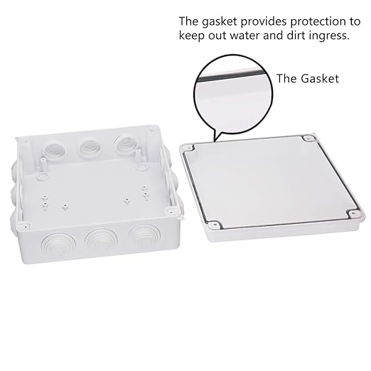 Zulkit Junction Box ABS Plastic Dustproof Waterproof IP65 Universal Electrical Boxes Project Enclosure White 7.9 x 7.9 x 3.1 inch (200 x 200 x 80mm)