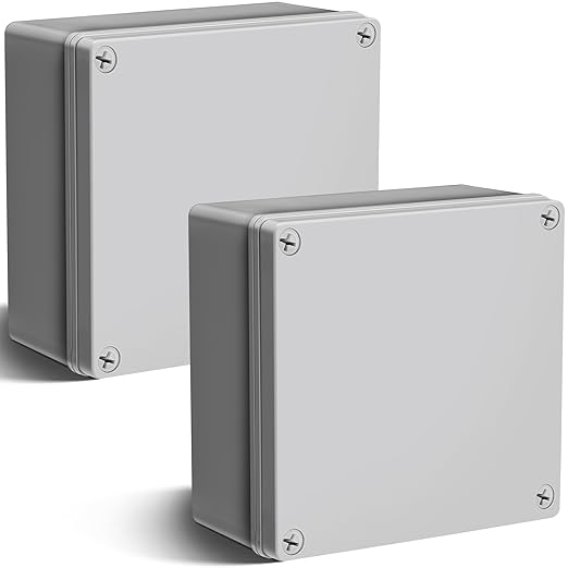 Kanayu Conduit Box Electrical 6'' x 6'' x 3'' Junction Box Plastic Dustproof Waterproof IP65 Gray White Protect Conduits and Fittings Universal Electrical Project Enclosure for Outdoor