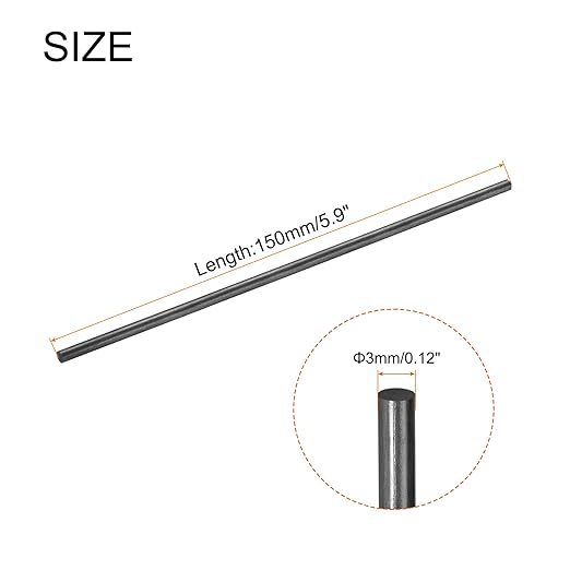 MECCANIXITY Carbon Fiber Rod, 3mm x 150mm Carbon Rod Bar for RC Airplane DIY Craft Kite Wing Tube Quadcopter Arm Repair Pack of 16