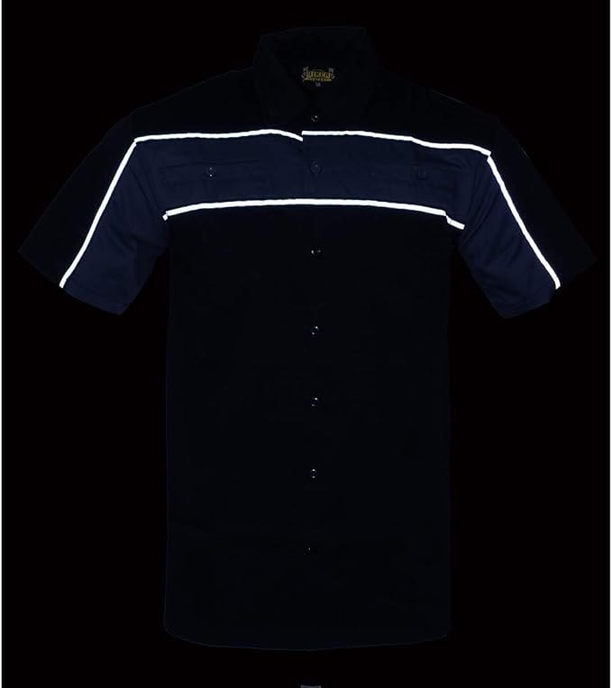 Milwaukee Leather MDM11672 Men’s Grey-Black Mechanic Work Shirt w/Reflective Strip - Heavy-Duty Button-Up