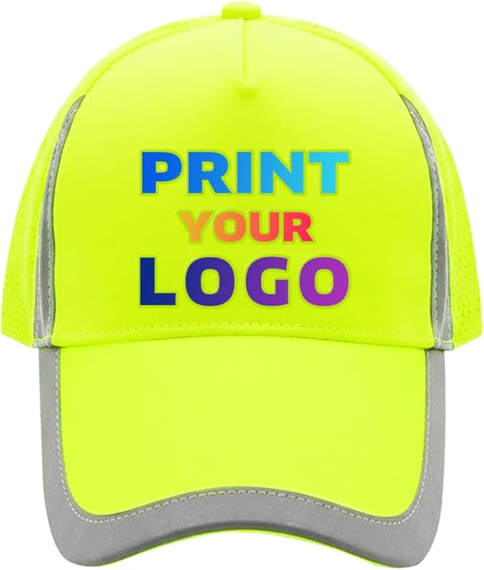 YOWESHOP Reflective Safety Baseball Cap Customize Logo with Removable PE Shell Hi-Vis Safety Work Hat
