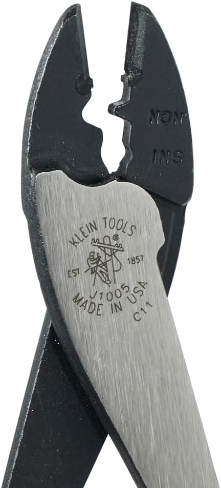 Klein Tools J1005 Crimping and Cutting Tool, Tapered Nose for 10 to 22 AWG Solderless Terminals and Connectors
