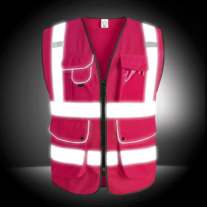 XIAKE 9 Pockets Class 2 High Visibility Reflective Safety Vest for Men Women,Meets ANSI/ISEA Standard