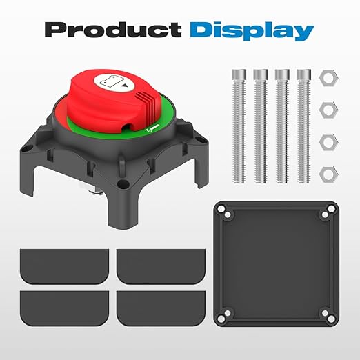 On/Off 600A Battery Disconnect Switch 12-48V Heavy-Duty Master Isolator Cut-Off Switch for Car, Truck, RV, Boat, Marine Vehicle