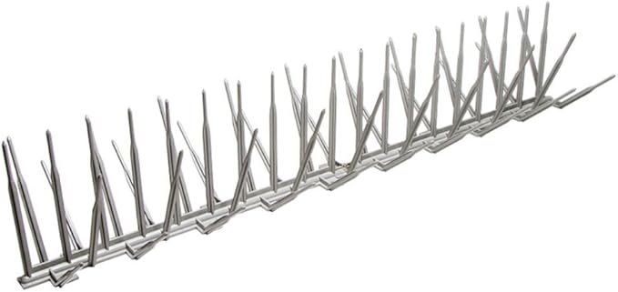 Bird B Gone - Gray Plastic Anti Bird Spikes (24') - Humane Deterrent - Stops Pigeons & Birds from Roosting - UV-Stabilized Polycarbonate - for Rooftops, Ledges, Fences, Etc - Made in USA
