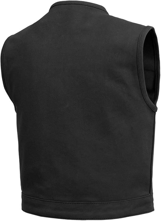 First Mfg Co - Lowside - Mens Motorcycle Biker Riding Canvas, Leather, Twill, Perforated Leather Vest